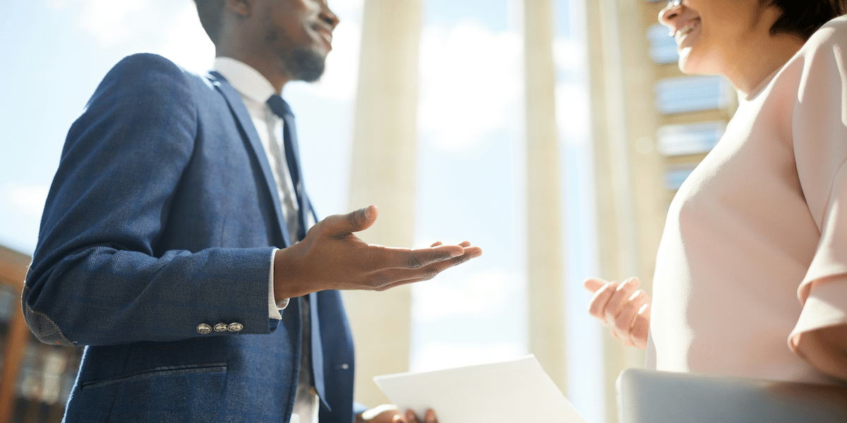 Image commercially licensed from  https://unsplash.com/photos/close-up-of-african-american-businessman-gesturing-hand-while-offering-strategy-to-colleague-outdoors-SVd9EHpHGQo